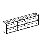 Тройной открытый шкаф: лакированный каркас, 1 полка, топ деревянный или стеклянный
