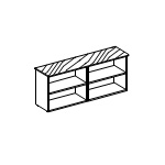 Двойной открытый шкаф: лакированный каркас, 1 полка, топ деревянный или стеклянный