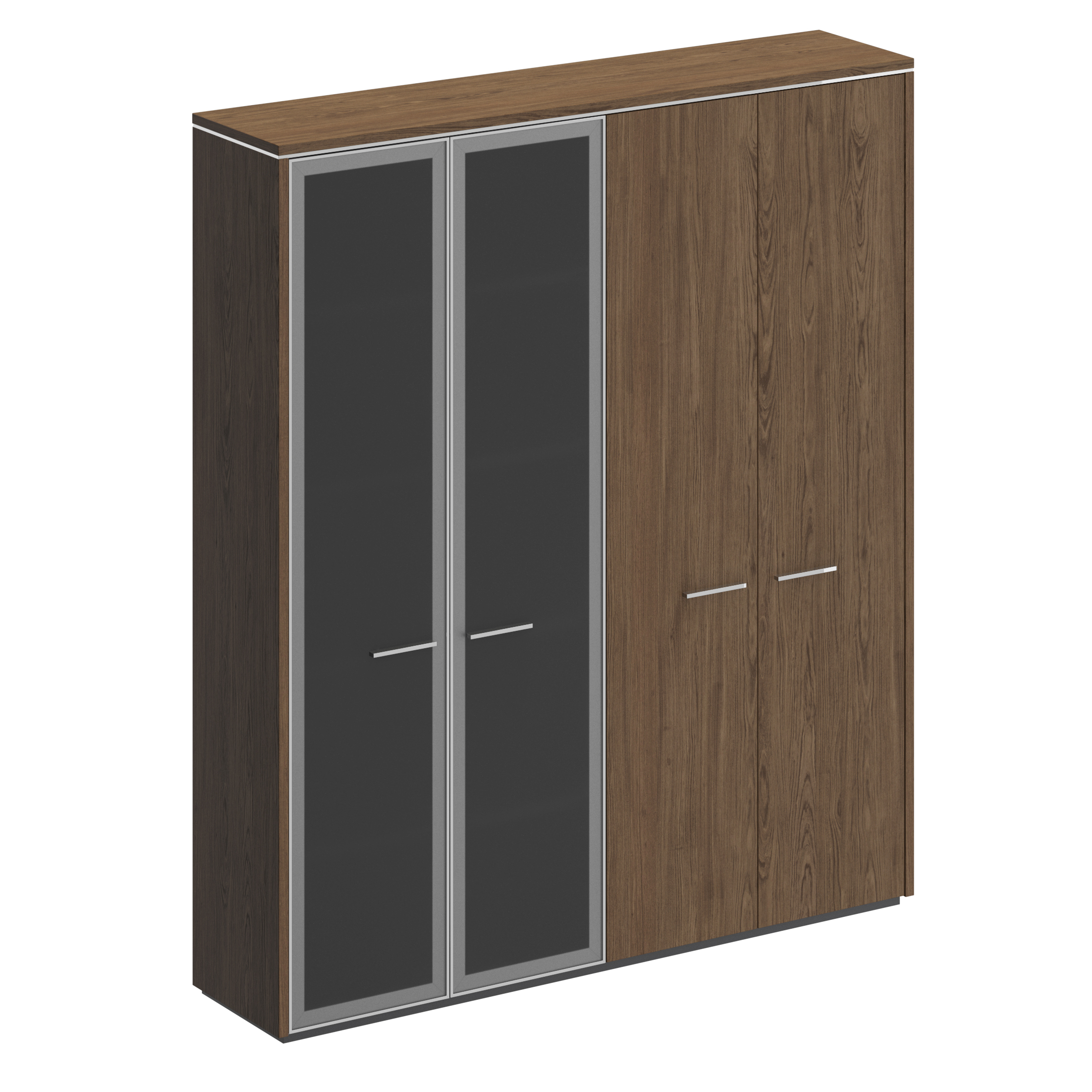 Шкаф комбинированный (для одежды + с высокими стеклянными дверями)