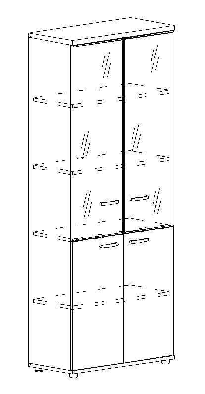  Шкаф для документов со стеклянными дверьми в алюминиевой рамке
