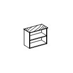 Открытый шкаф: лакированный каркас, 1 полка, топ деревянный или стеклянный