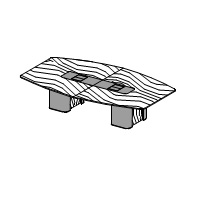 Овальный переговорный стол: дерев.столешница, вставка из хромир.металла, 2 колонны и кабель-каналы, обтянутые кожей; на 10 мест