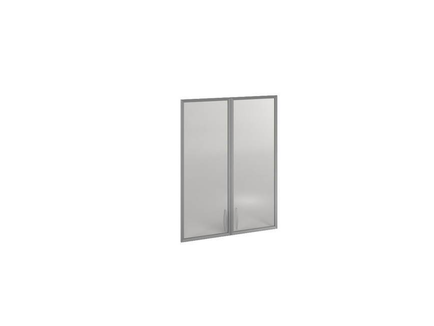 Комплект стеклянных дверей в алюминиевой раме (ручки снизу)