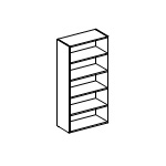 Открытый шкаф: лакированный каркас, 4 полки, топ деревянный или стеклянный
